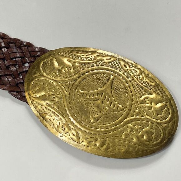 VINTAGE GENUINE LEATHER MADE IN INDIA UNIXES BELT SIZE L - Picture 3 of 11